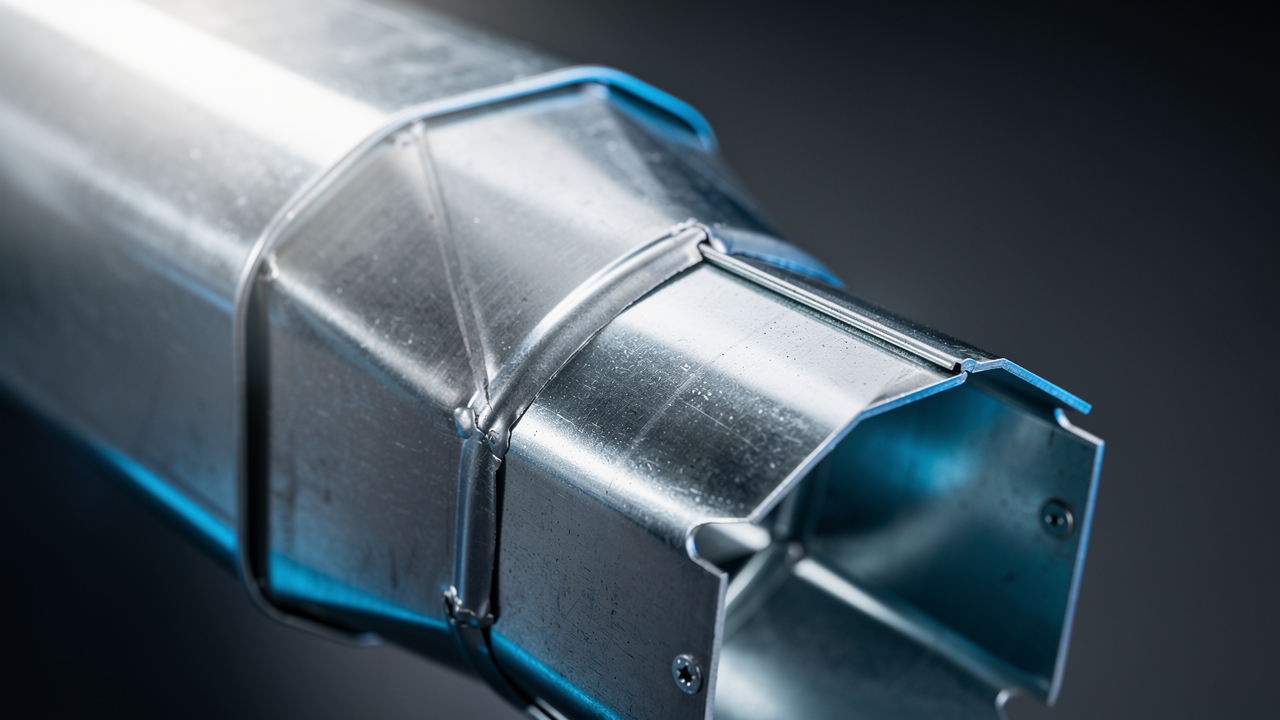 Freshly fabricated galvanized ductwork and fittings